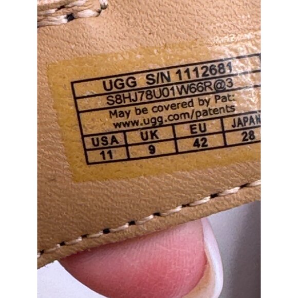 UGG Shoes Women 11 Black Leather Ankle Strap Platform Cloverdale Wedge Sandal - Picture 12 of 12